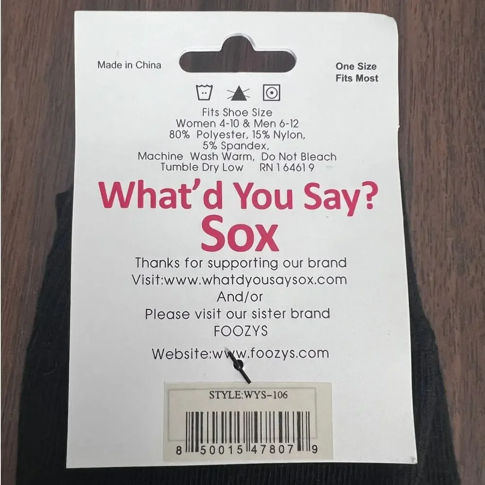 NWT What'd You Say? Sox Unisex Speakerphone Funny‎ Sarcastic Humor Novelty Socks